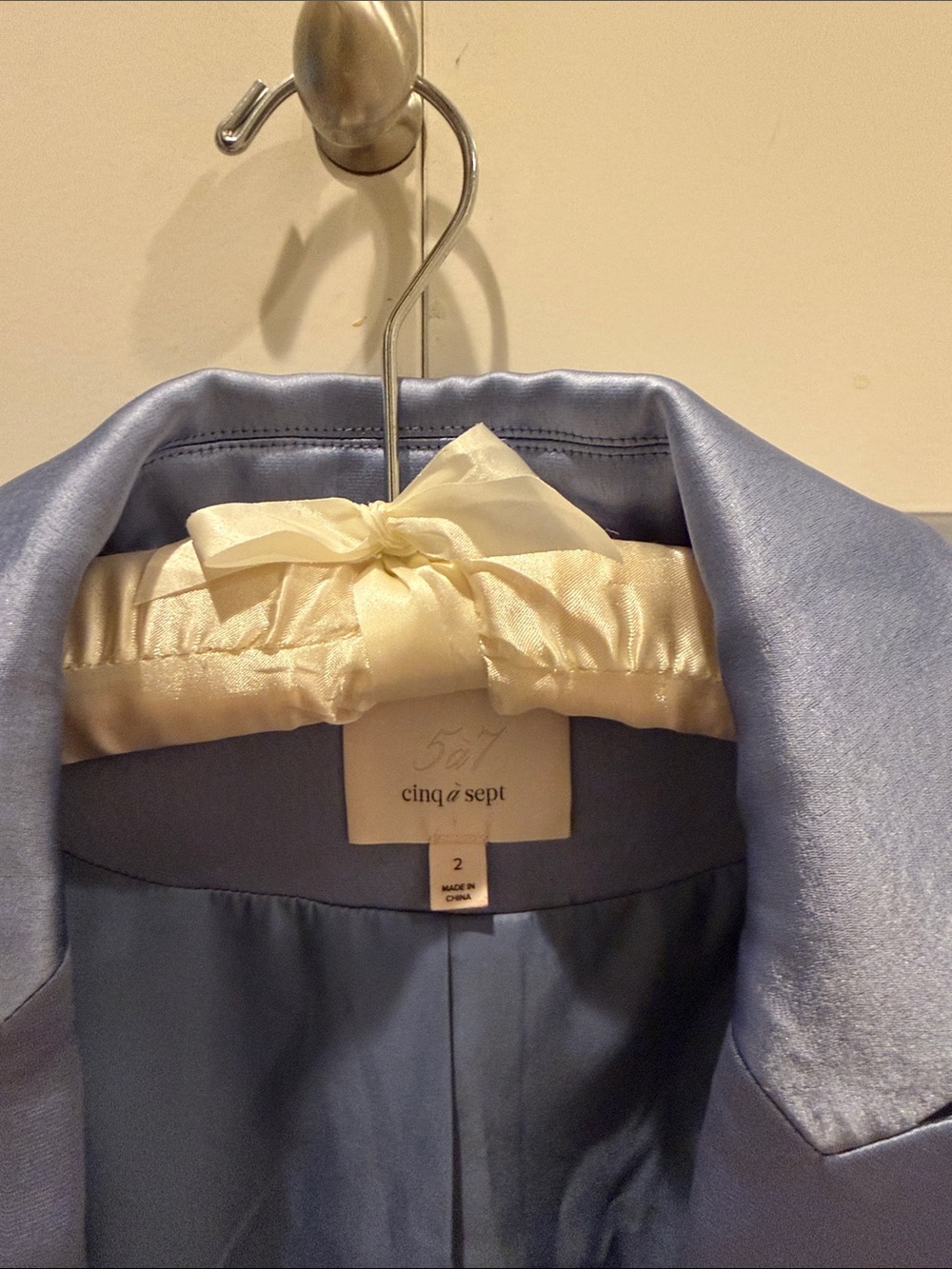 cinq a sept Blue Satin Single-Button Blazer - Picture 2 of 4